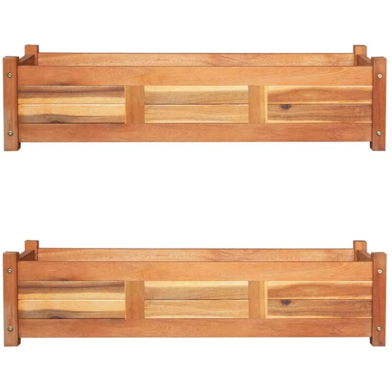 Image of VIDAXL Garden Raised Beds 2 pcs Acacia Wood 100x30x25cm Vidaxl 8720286173657