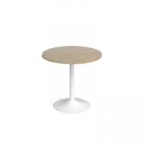 image of Genoa circular dining table with white trumpet base 800mm - barcelona