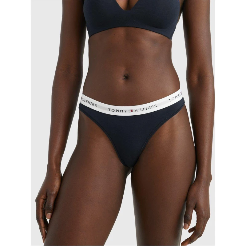 Image of Tommy Hilfiger Icon Thong Print Thong Briefs 8 (XS) Blue 42764019310