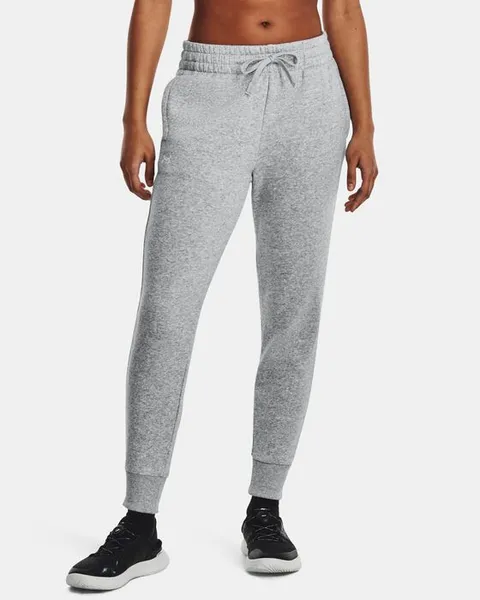 image of Under Armour Womens Rival Fleece Joggers S- Waist 27 - 29' Mod Gray Light Heather 1379438-012-S