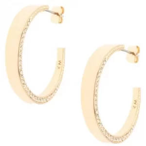 image of Ladies Karen Millen Gold Plated Contoured Crystal Hoop Earring