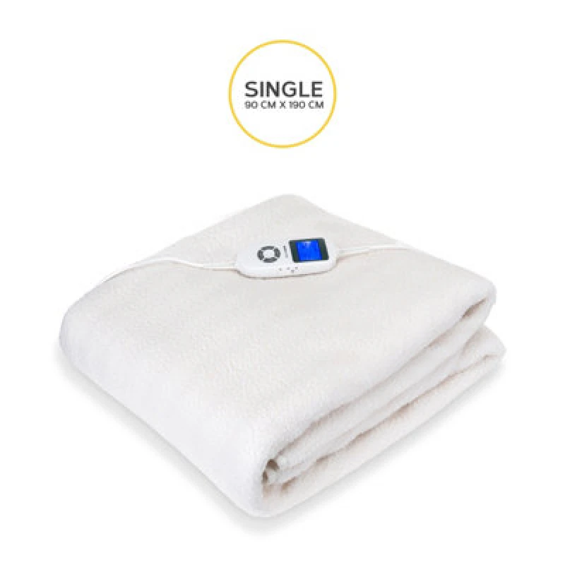 Image of Monhouse Premium Fleece Electric Blanket - Heated Under Blanket, 9 Heat Settings, Fitted Heated Mattress Cover - Single 90X190Cm