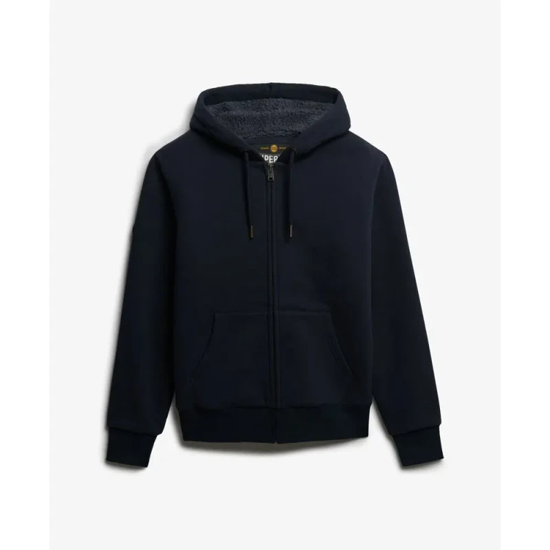 Image of Superdry Zip-Up Hoodie Navy Blue Cotton XL