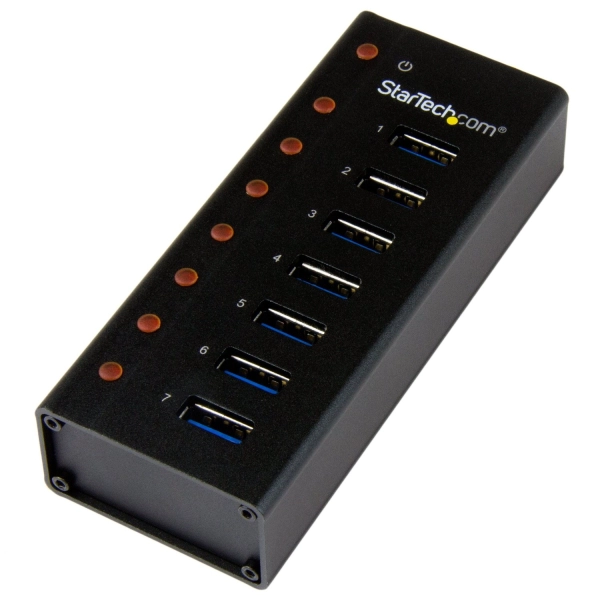 image of StarTech 7 Port USB 3.0 Hub Desktop Or Wall mountable Metal Enclosure