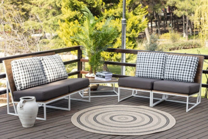 Image of Livabliss Round In- & Outdoor Cottage Jute-Look Beige/black Rhonda Area Rug 100 X 100 Cm - Perfect For Balcony Or Dining Room