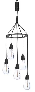 image of Decorative Battery Powered 5 Drop Pendant Light in White