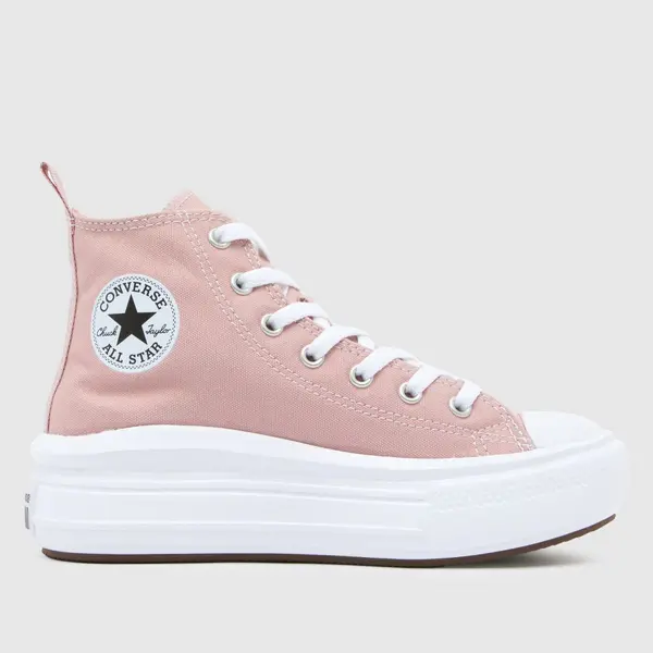 Image of Converse pale pink all star move hi Girls Junior trainers Pale Pink UK 2 (EU 34)