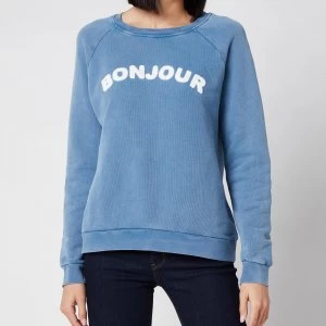 Image of Whistles Womens Bonjour Logo Sweatshirt - Blue - L