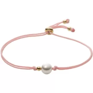 Image of Ladies Skagen Agnethe White Crystal Pearl Nylon Beaded Bracelet