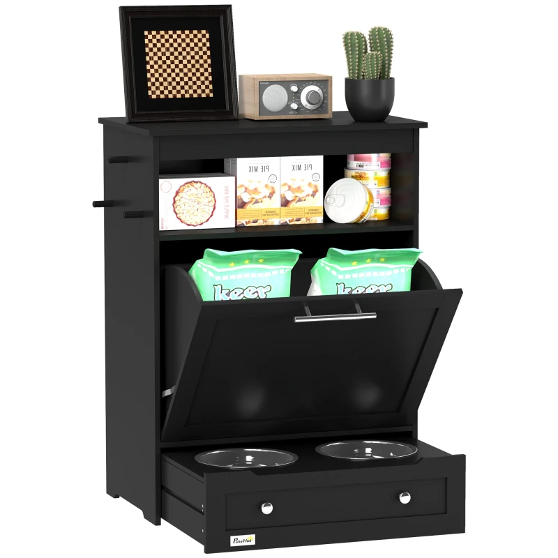 Image of PawHut Pet Feeder Station - Dog Cat Food Storage Feeding Station - Food Cabinet TJ Hughes 5063603011144