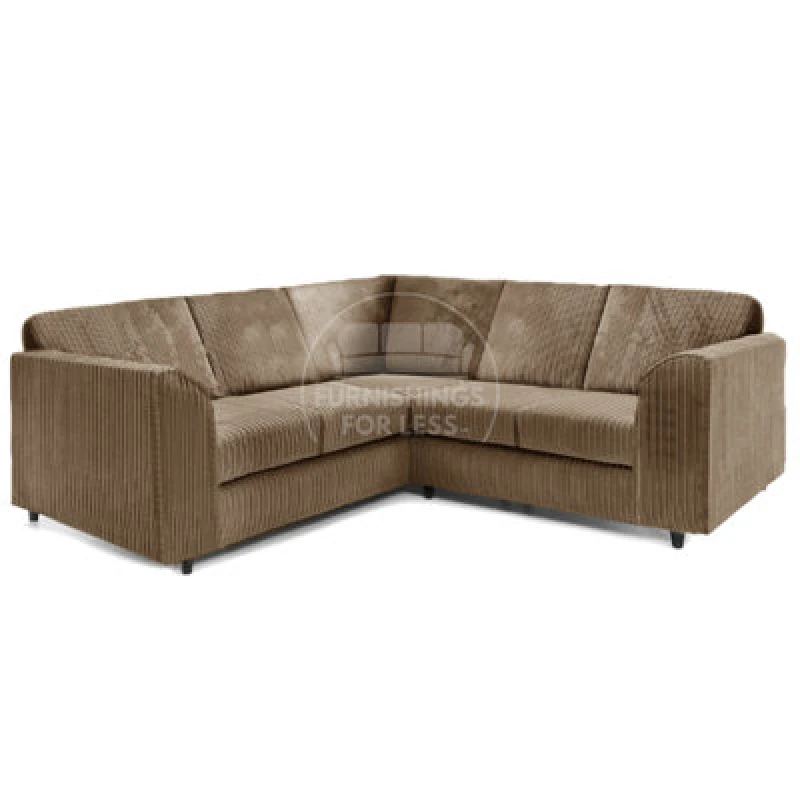 Image of Furnishings For Less UK Ferguson Coffee 5 Seater Fabric Corner Sofa L Shaped Jumbo Cord - Full Back