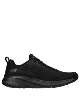 Image of Skechers Bobs Squad Chaos Solid Engineered Lace Up Trainers, Black, Size 11, Men