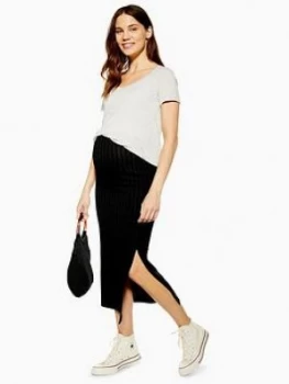 Image of Topshop Maternity Ribbed Midi Skirt - Black