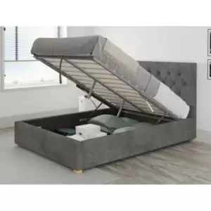 Image of Olivier Ottoman Upholstered Bed, Kimiyo Linen, Granite - Ottoman Bed Size King (150x200)