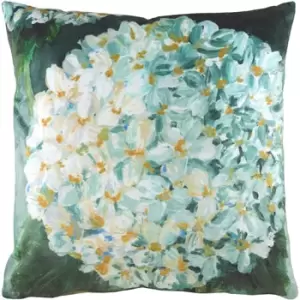 Image of Winter Florals Hydrangea Cushion Eau De Nil, Eau De Nil / 43 x 43cm / Polyester Filled
