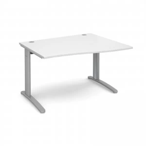 image of TR10 Right Hand Wave Desk 1200mm - Silver Frame White Top