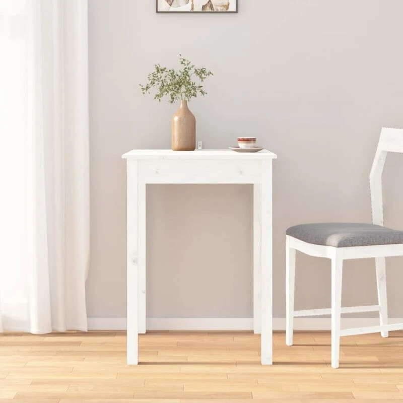 Image of Vidaxl Dining Table White 55X55X75cm Solid Wood Pine, White 814255