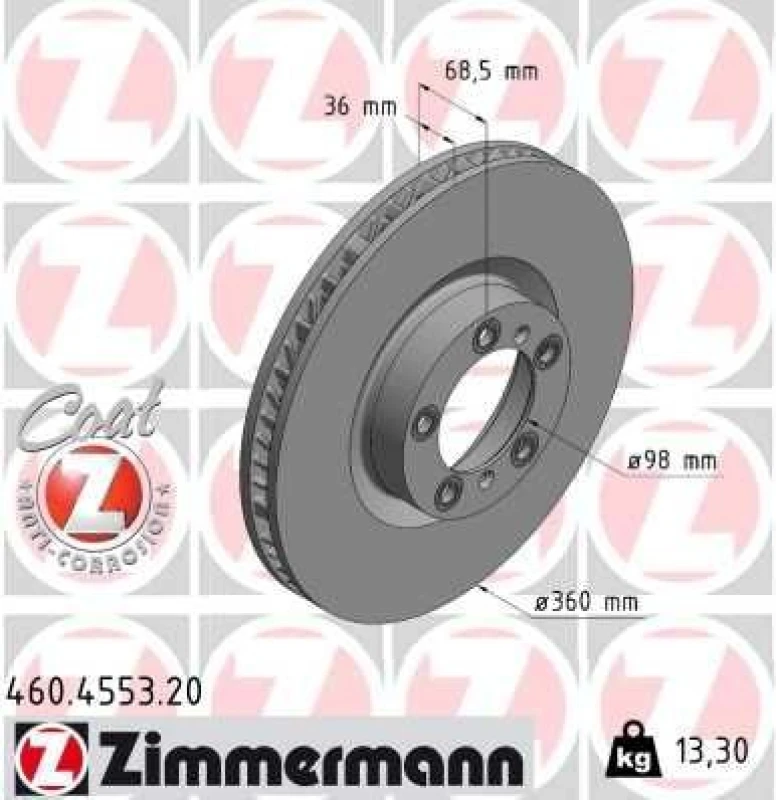 Image of ZIMMERMANN Brake disc ZIMMERMANN 460.4553.20