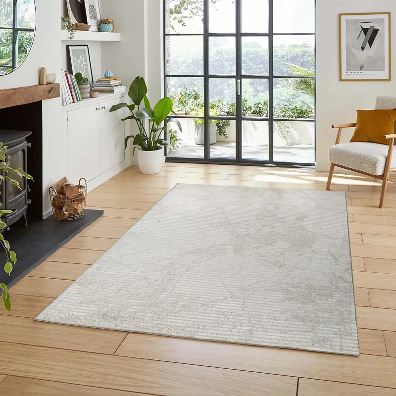 Image of Perla Modern Abstract Linear Living Room Area Rug Metallic Sheen Contemporary Hallway Runner Molten-Grey 160X230 Cm