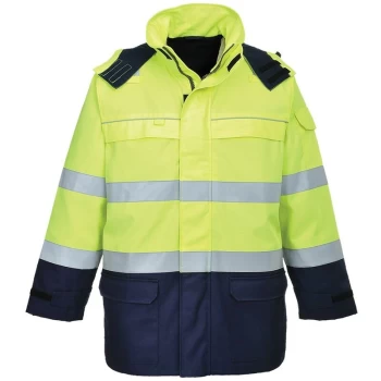 Image of Portwest - FR79YNRL - sz L Bizflame Multi Arc Hi-Vis Jacket - Yellow/Navy
