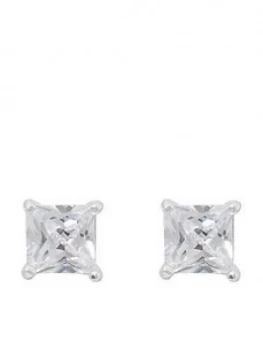 Image of Accessorize Princess Cut Cz Solitaire Earrings - Crystal
