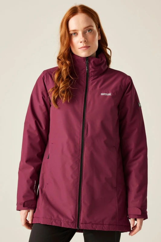Image of Regatta Womens Tamlin Hooded Breathable Waterproof Insulated Jacket in Red Size: 18 Red Female 18