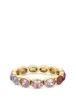 image of Lipsy Gold Purple Tonal Stone Set Stretch Bracelet