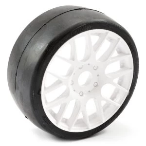 Image of Sweep 1/8Th Exp Gt Slick Glued 45Deg Tyres W/Belt / Evo16 White Wheels / High (Pr)