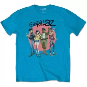 Image of Gorillaz - Group Circle Rise Unisex XX-Large T-Shirt - Blue