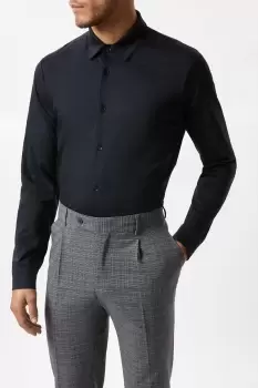 Image of Mens Black Mercerised Cotton Jersey Long Sleeve Shirt