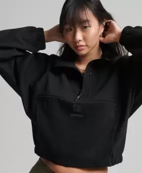 Image of Superdry Womens Tech Batwing Half Zip Sweatshirt Black - Size: 6