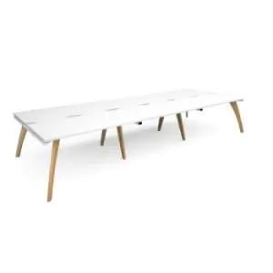 image of Bench Desk 6 Person Rectangular Desks 4200mm White Tops With White Frames 1600mm Depth Fuze