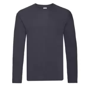 Image of Fruit Of The Loom Mens R Long-Sleeved T-Shirt (S) (Deep Navy)