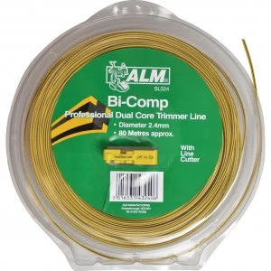 image of ALM SL324 Replacement Bi-Component Square Grass Trimmer Line 2.4mm x 80m for All Medium Duty Petrol Grass Trimmers using 2.4mm Line Pack of 1