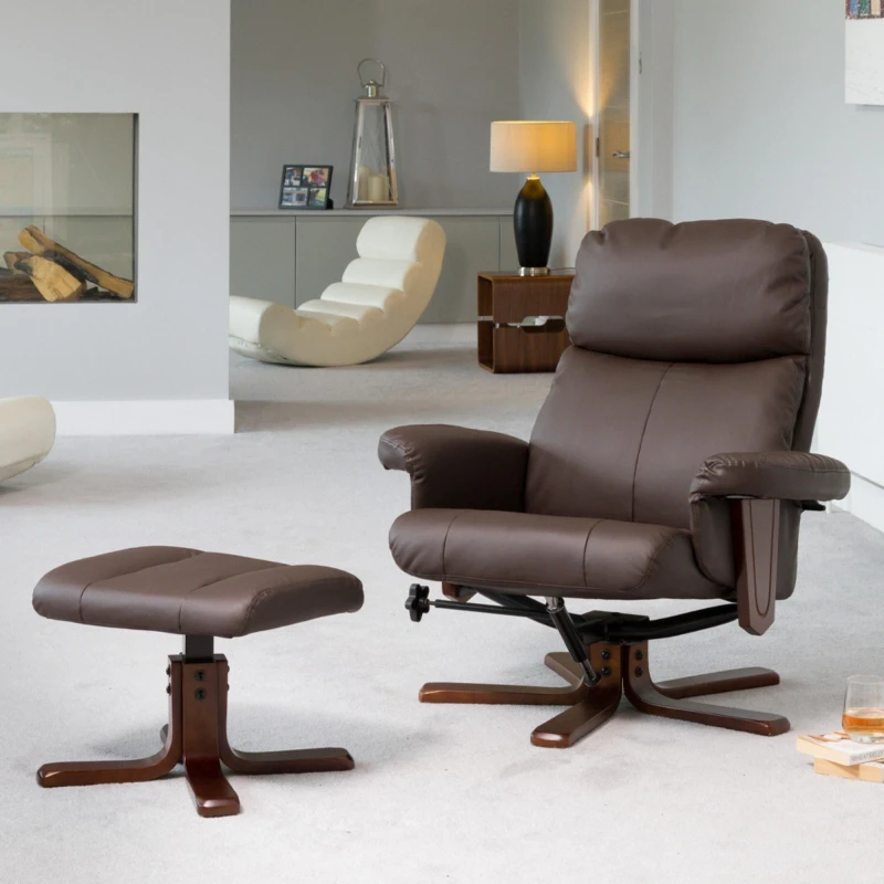 Image of Artemis Home Woodacre Swivel Recliner with Massage & Heat in Brown Brown Unisex