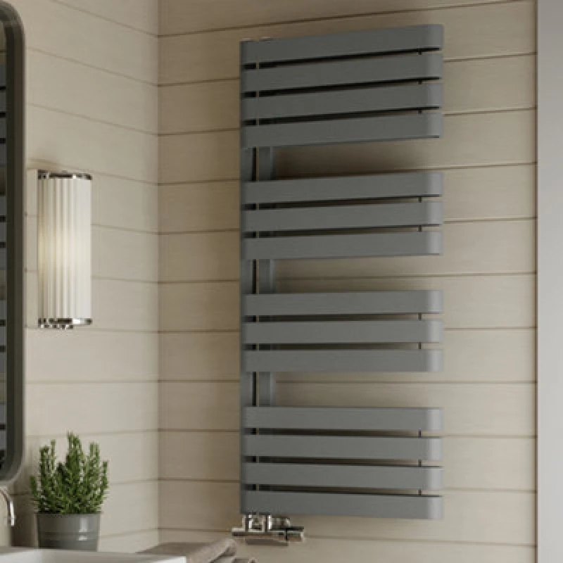 Image of Terma Warp S T-Rail Grey Electric & Gas Flat Towel Warmer (W)500mm X (H)1110mm