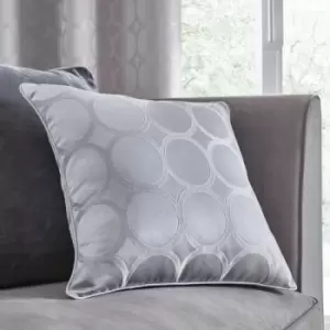 Image of Cassina Woven Jacquard Piped Edge Filled Cushion, Silver, 43 x 43cm - Appletree Boutique
