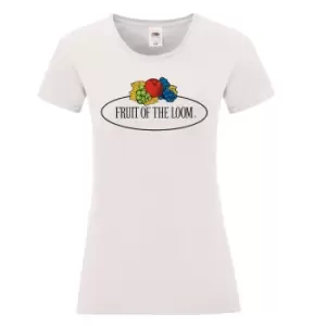 Image of Fruit of the Loom Womens/Ladies Vintage Big Logo Fitted T-Shirt (M) (White)