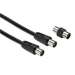 Image of KnightsBridge 2 Meter Pre Terminated TV DAB RG59 Screened Co-Axial Coax Cable with Coupler