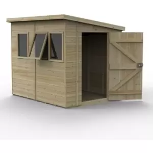 image of 8' x 6' Forest Timberdale 25yr Guarantee Tongue & Groove Pressure Treated Pent Shed - 3 Windows (2.5m x 2m) - Natural Timber