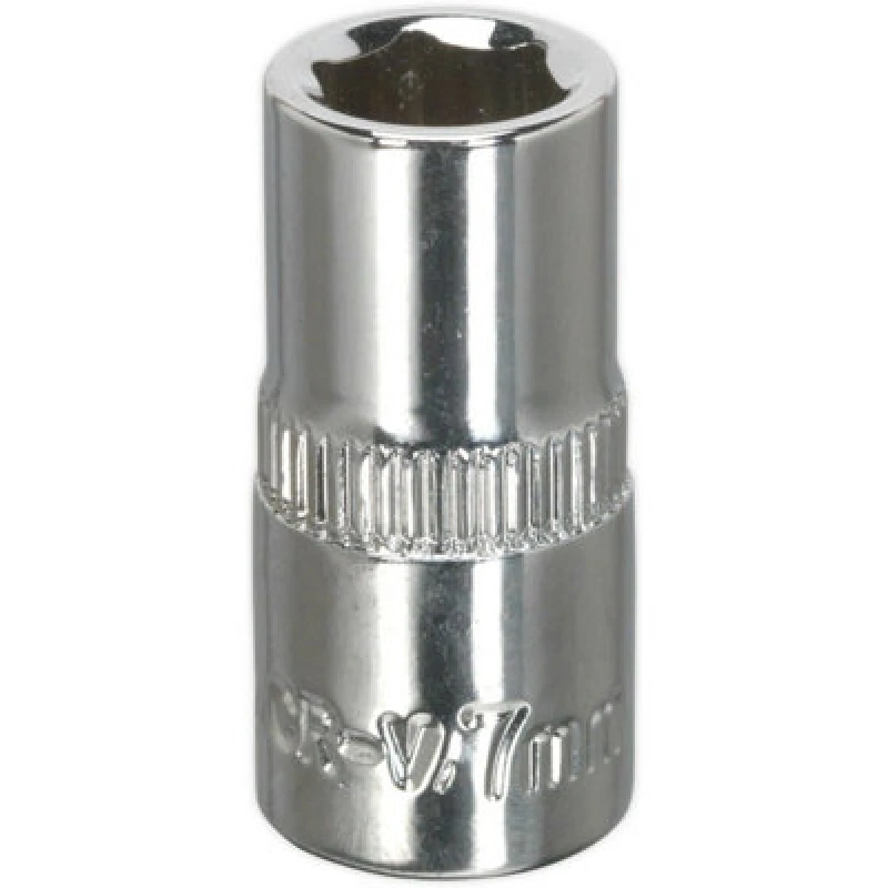 Image of Loops 7mm Forged Steel Drive Socket - 1/4" Square Drive - Polished Chrome Vanadium Metallics