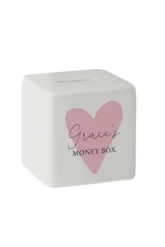 Image of Personalised Memento Company Personalised Message Pink Heart Money Box