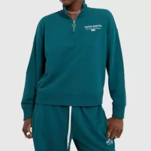 image of PUMA half zip sweatshirt in dark green