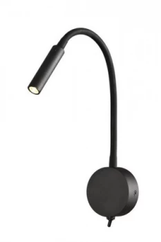 Image of Wall Lamp , Reader 1L 3W LED Round Head Spot, 3000K, 135lm, Round Base Matt Black