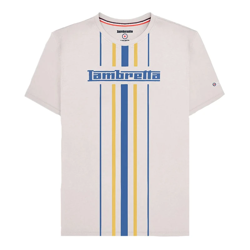 Image of Lambretta Lambretta Men Vertical Stripe T-Shirt in Mid Grey Size: 3X-Large Mid Grey XXXL Male 5063703650366