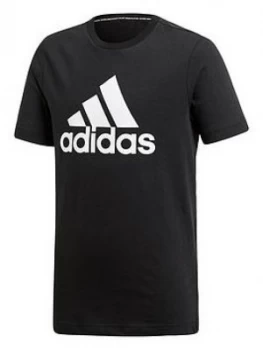 Image of Boys, adidas Youth Badge Of Sport T-Shirt, Black/White, Size 5-6 Years