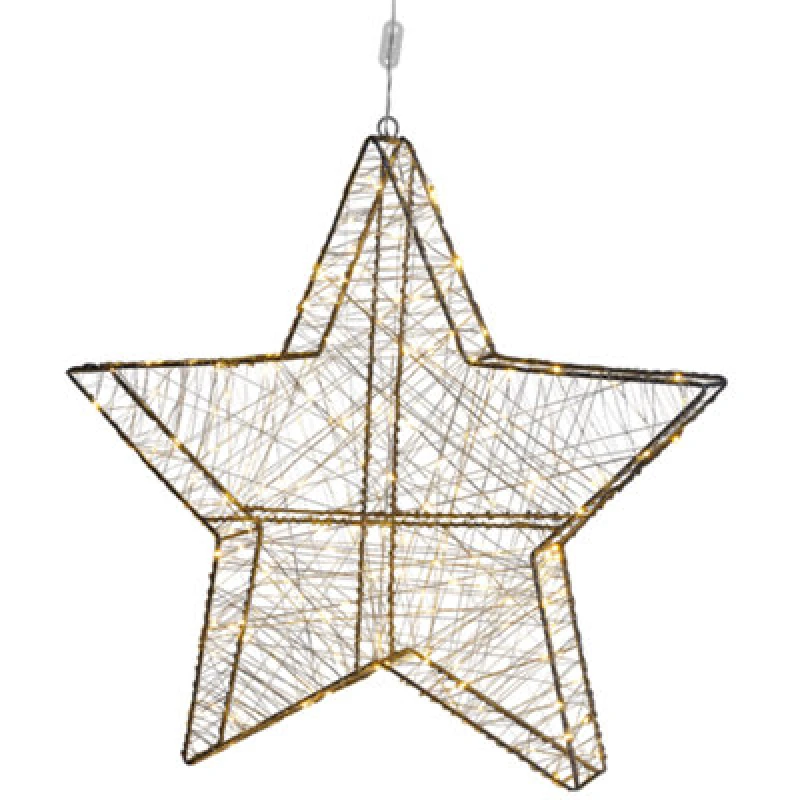 Image of Beliani Outdoor Hanging Decoration LED Kurula Star 58cm Silver