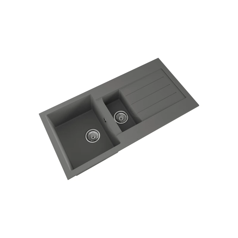 Image of Balterley 1.5 Bowl Composite Inset Sink Overflow Drainer Matt Grey 1000x500mm Grey