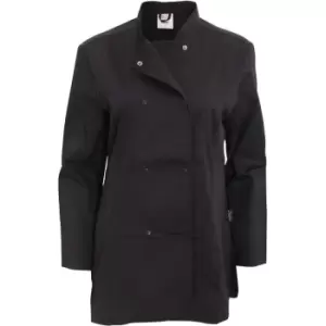 Image of Dennys Womens/Ladies Long Sleeve Fitted Chef Jacket (3XL) (Black) - Black