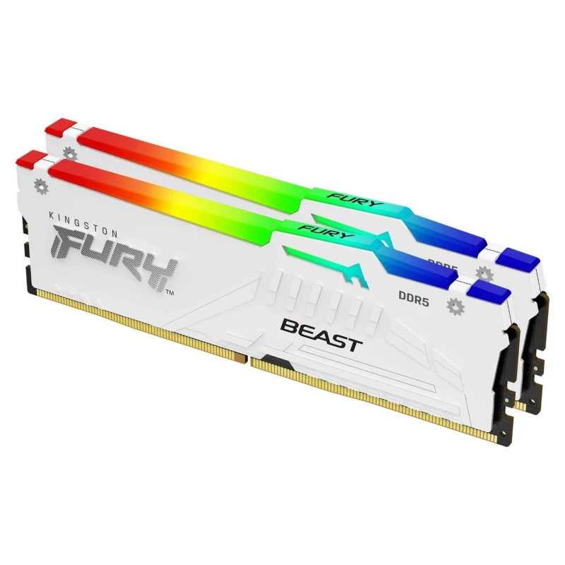 Image of Kingston FURY Beast White RGB EXPO 64GB (2 x 32GB) 5600MHz DDR5 C36 DIMM - KF556C36BWEAK2-64